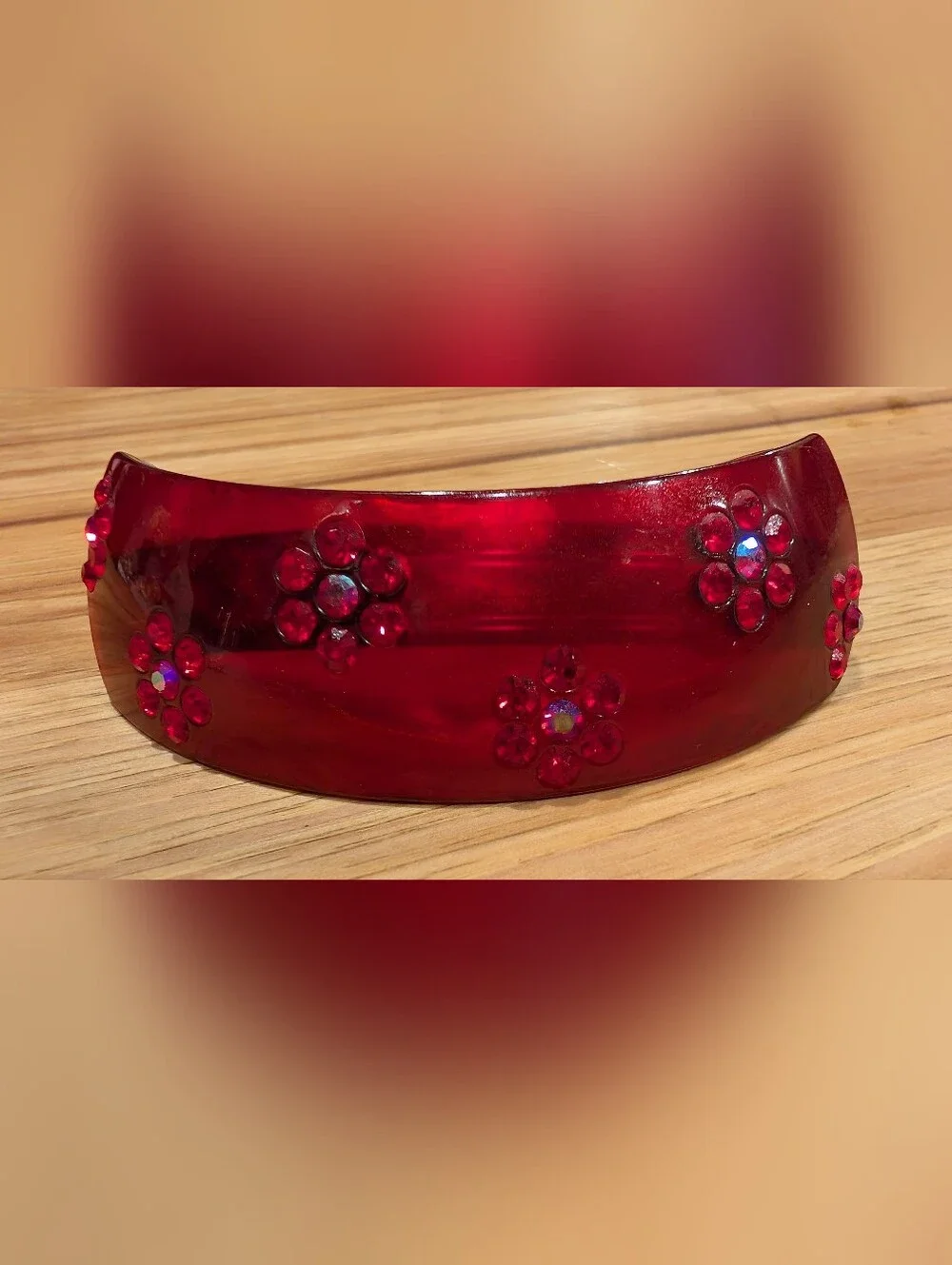 Red Floral Resin Barrette- Women Accessories
